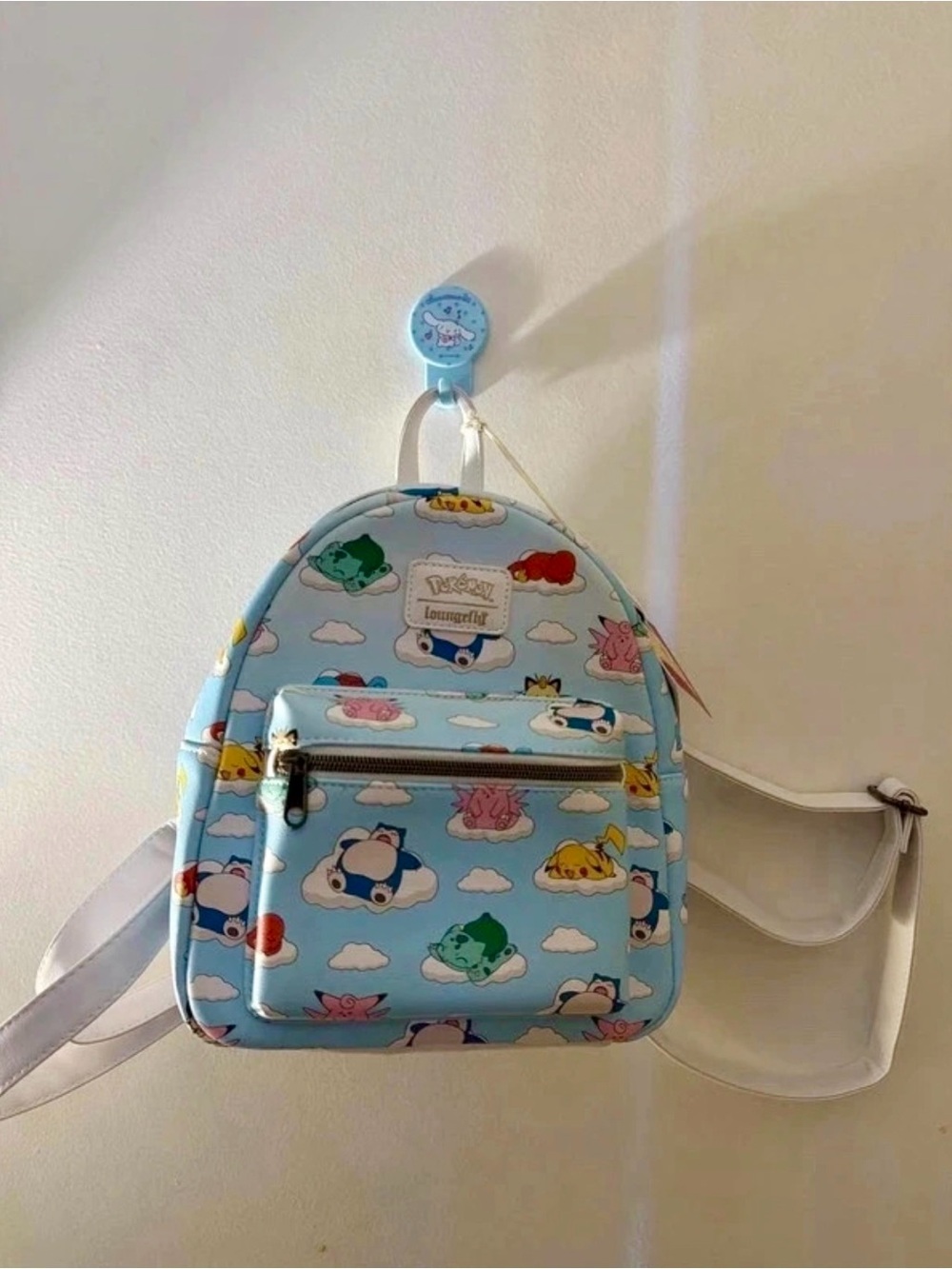 Loungefly Light Blue Kids Mini Backpack with Pokémon Snorlax Cloud Print